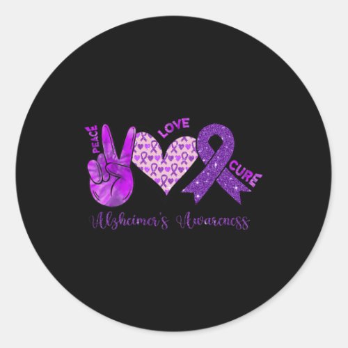 Love Cure Purple Ribbon Alzheimerheimers Awarenes Classic Round Sticker