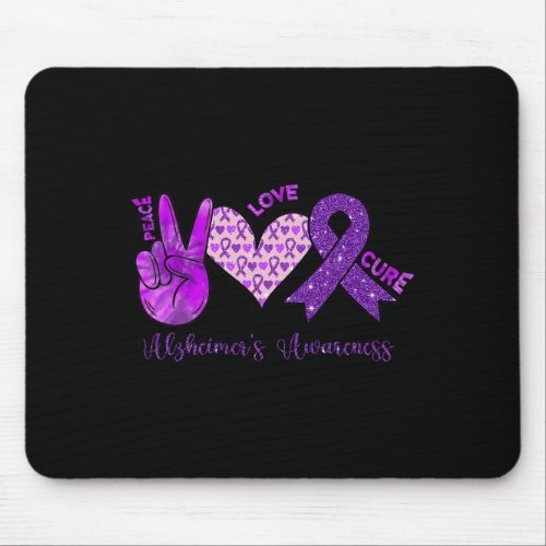 Love Cure Purple Ribbon Alzheimerheimers Awarenes Mouse Pad