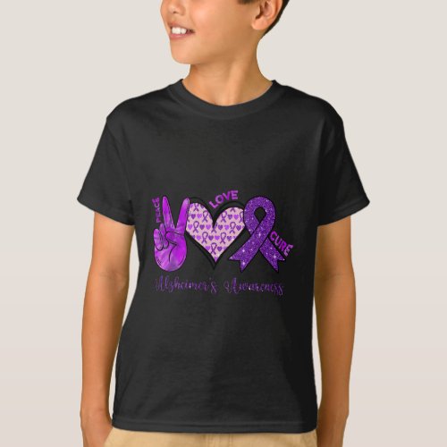 Love Cure Purple Ribbon Alzheimerheimers Awarenes T_Shirt