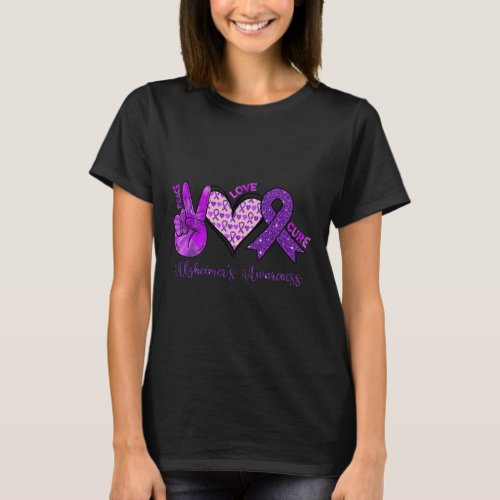 Love Cure Purple Ribbon Alzheimerheimers Awarenes T_Shirt