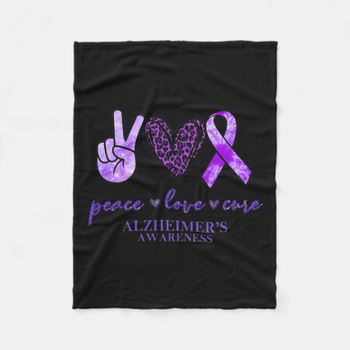 Love Cure Ribbon Leopard Alzheimerheimer Brain Awa Fleece Blanket