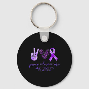 Love Cure Ribbon Leopard Alzheimerheimer Brain Awa Keychain