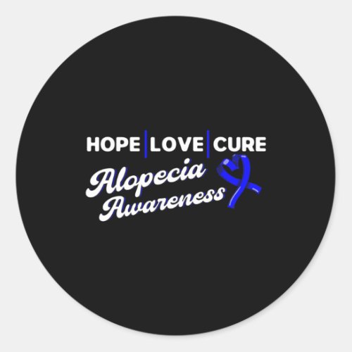 Love Cure Support Alopecia Awareness Ribbon  Classic Round Sticker