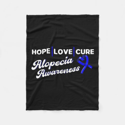 Love Cure Support Alopecia Awareness Ribbon  Fleece Blanket