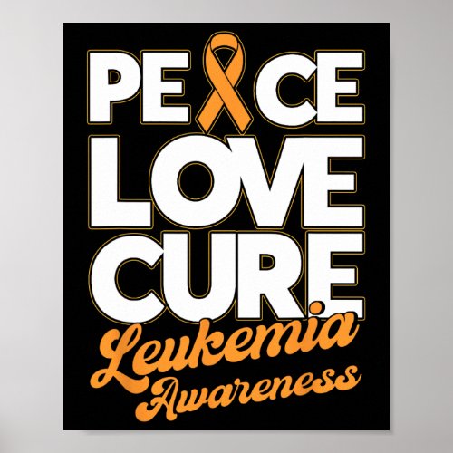 Love Cure Support Leukemia Awareness Ribbon  Poster