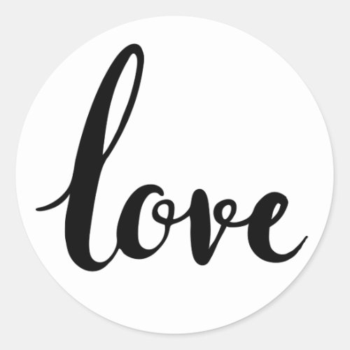 love cursive writing classic round sticker