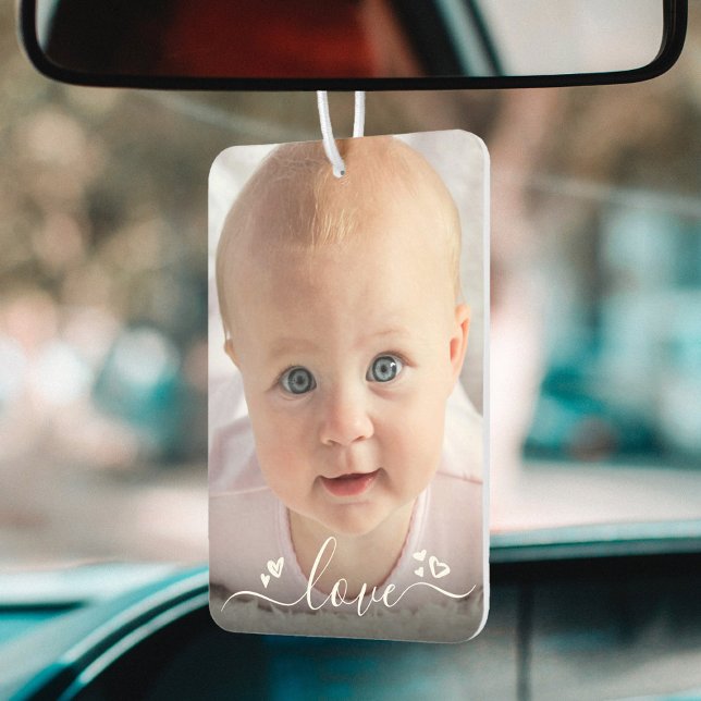 Love Custom 2 Photo Script Hearts Personalized Air Freshener (Creator Uploaded)