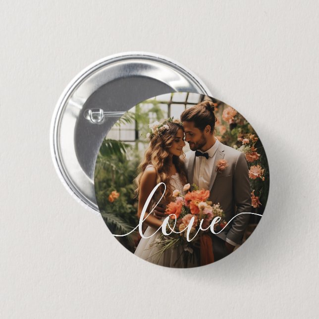 'Love' Custom couple photo Button (Front & Back)