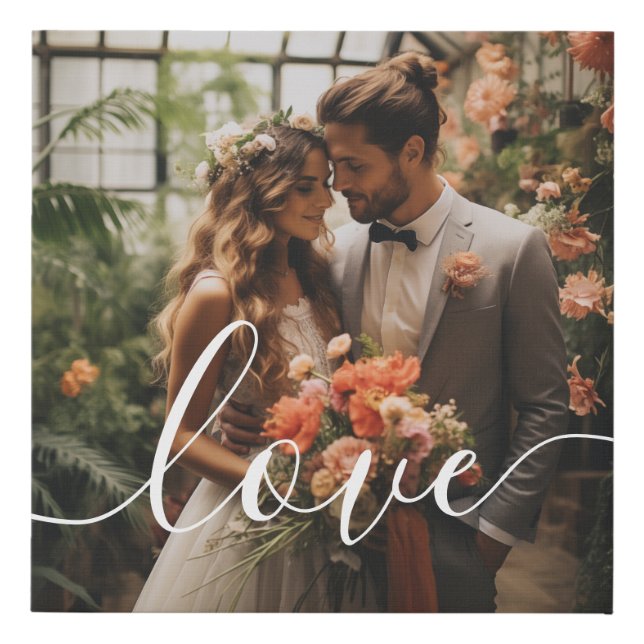 'Love' Custom couple photo Faux Canvas Print (Front)