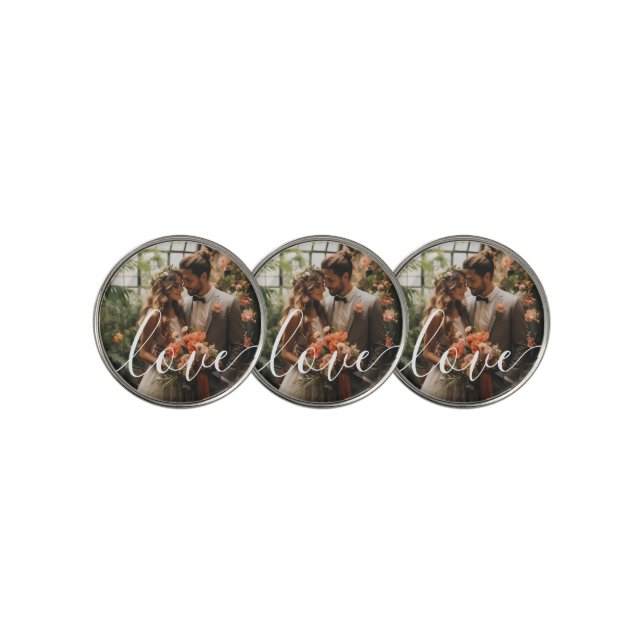 'Love' Custom couple photo Golf Ball Marker (3 Up)