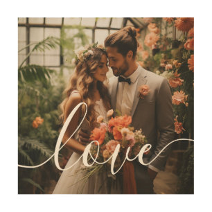 'Love' Custom couple photo Wood Wall Art