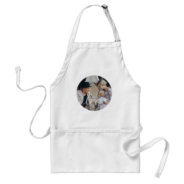 'Love' Custom family photo with custom name Adult Apron (Front)