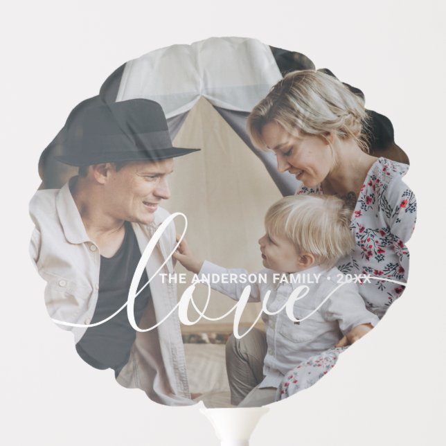 'Love' Custom family photo with custom name Balloon (Front)