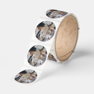 'Love' Custom family photo with custom name Classic Round Sticker