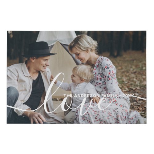 Love Custom family photo with custom name Faux Canvas Print