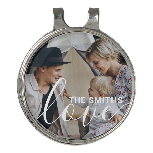 'Love' Custom family photo with custom name Golf Hat Clip (Front)