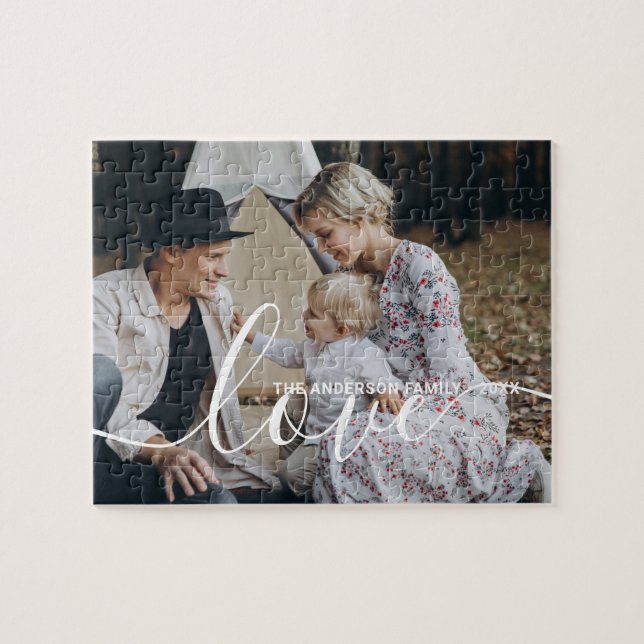 'Love' Custom family photo with custom name Jigsaw Puzzle (Horizontal)