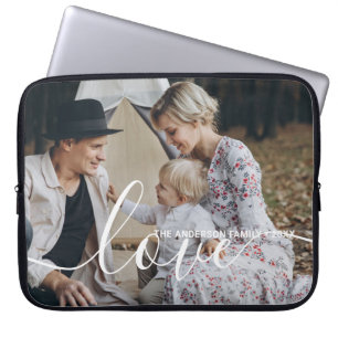 'Love' Custom family photo with custom name Laptop Sleeve