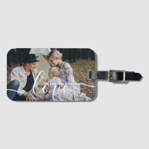'Love' Custom family photo with custom name Luggage Tag