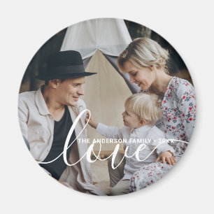 'Love' Custom family photo with custom name Magnet