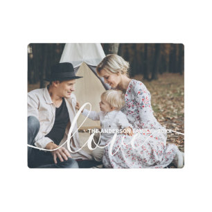 'Love' Custom family photo with custom name Metal Print