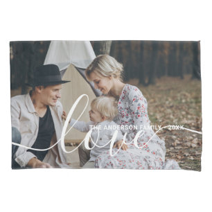 'Love' Custom family photo with custom name Pillow Case