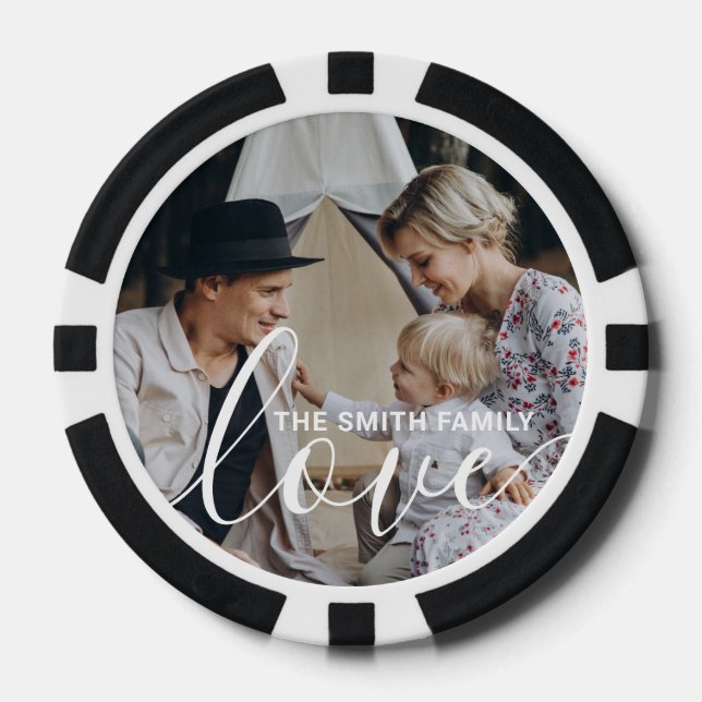 'Love' Custom family photo with custom name Poker Chips (Front)