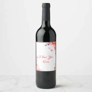Love Custom Name Valentine's Day Wine Label