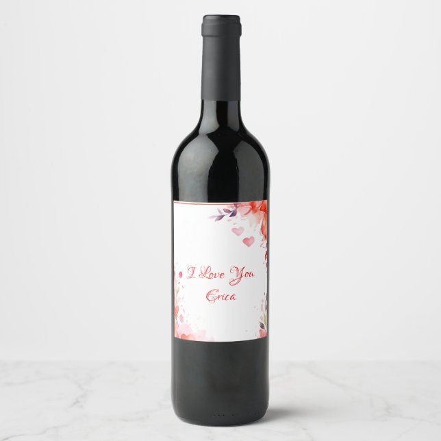 Love | Custom Name| Valentine's Day Wine Label (Front)