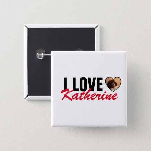 Love Custom Photo Heart and Name Poster Button