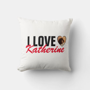 Love Custom Photo Heart and Name Poster Throw Pillow