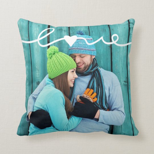 Love Custom Photo Throw Pillow Hand Lettered