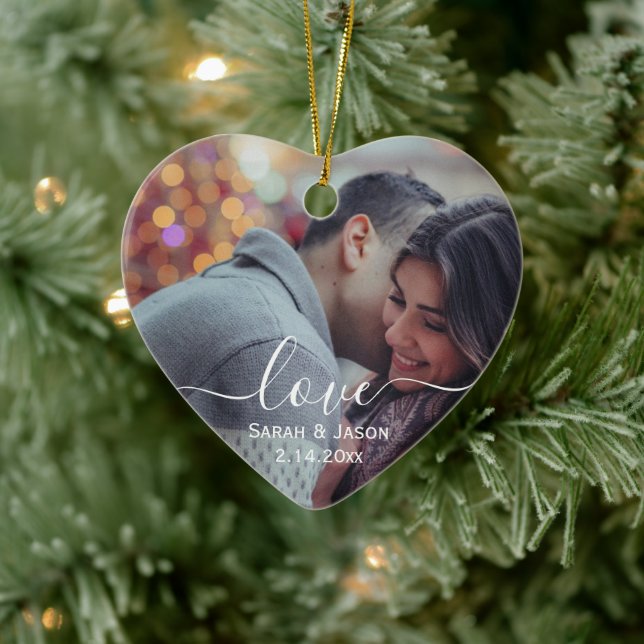 LOVE | Custom Photo Wedding Ceramic Ornament (Tree)