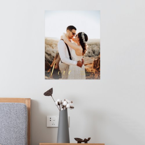 Love  Custom Photo Wedding Couple Foil Poster