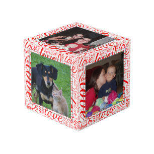 Love Custom Word Art   Valentine Classic Red White Cube