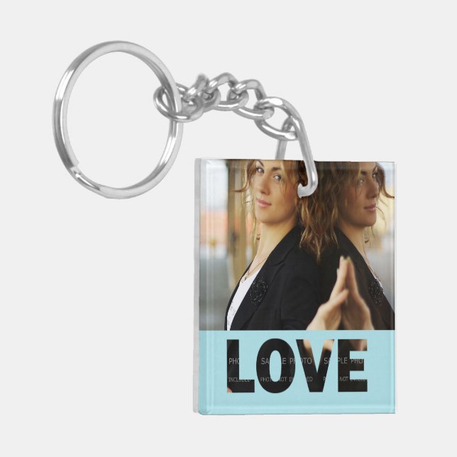 Love Cut Outs Blue Customized Photo Keychain (Front Left)