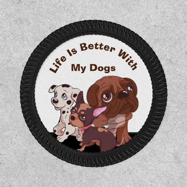 Love Cute Cartoon Dogs Pet Animals Personalize Patch (Front)