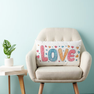 Love Cute Colorful Slogan Lumbar Pillow