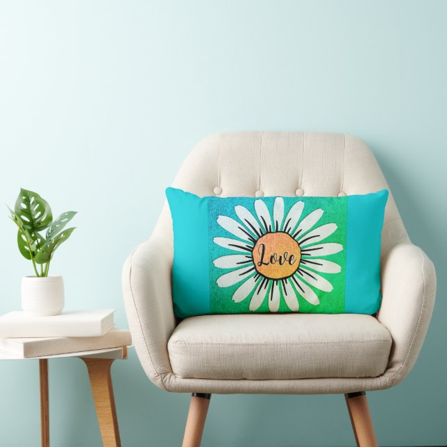 LOVE Cute Daisy Flower   Lumbar Pillow (Chair)