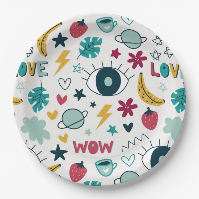 Love cute eye design      paper plates (Front)