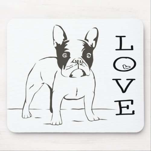 Love Cute French Bulldog Puppy Dog Mousepad