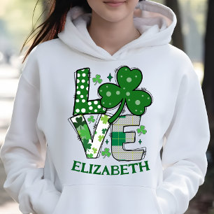 Love Cute Green St Patrick's Day Personalized Hoodie
