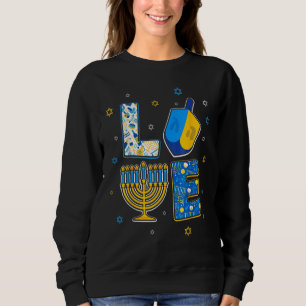 Love Cute Hanukkah Decorations Dreidel Menorah Cha Sweatshirt