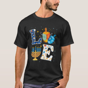 LOVE Cute Hanukkah Decorations Dreidel Menorah T-Shirt