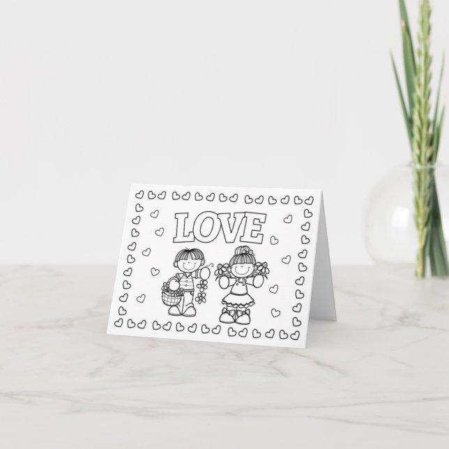 LOVE Cute Kidz Valentine's Day Coloring Card (Front)