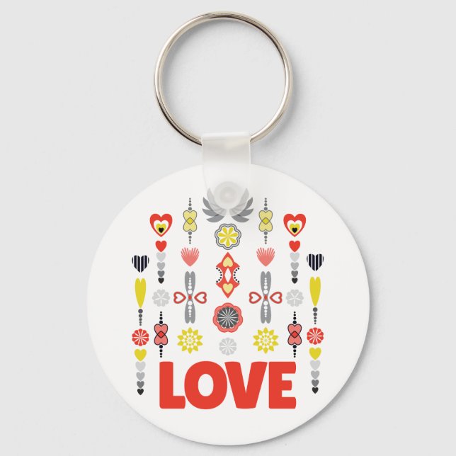 LOVE Cute Minimalist Anniversary  Keychain (Front)