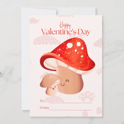 Love Cute Mushroom Classroom Girl Valentines Day Holiday Card