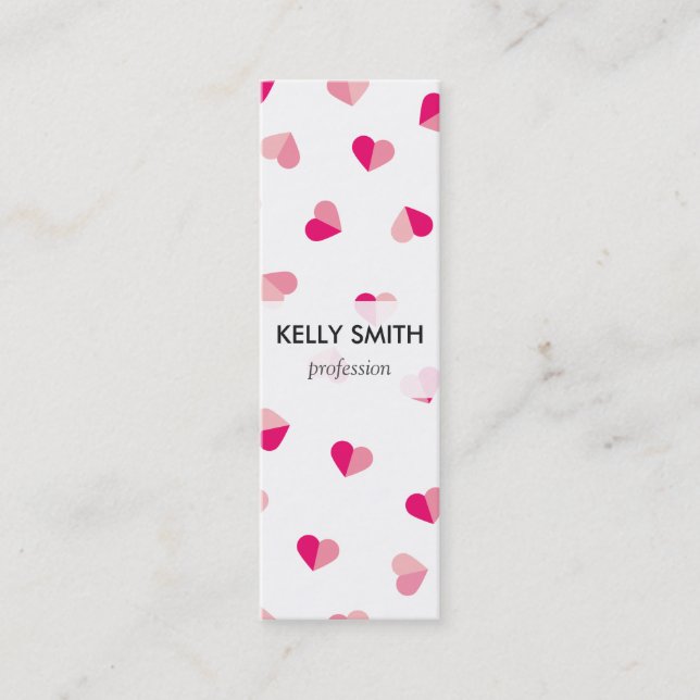 Love Cute Pink Heart Pattern Mini Business Card (Front)