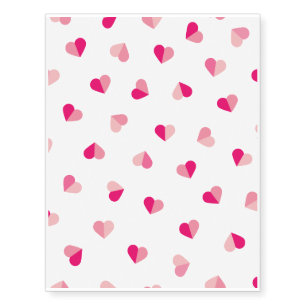 Love Cute Pink Heart Pattern Temporary Tattoos