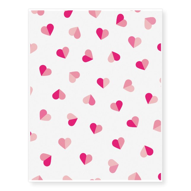 Love Cute Pink Heart Pattern Temporary Tattoos (Front)